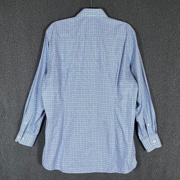Eton Fill Twill Cotton Contemporary Check Button Up Shirt - Men's Size 43/17 - Picture 3 of 9